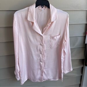 Lilysilk 100% Mulberry Silk Women's Baby Pink Button-Down Shirt Size S